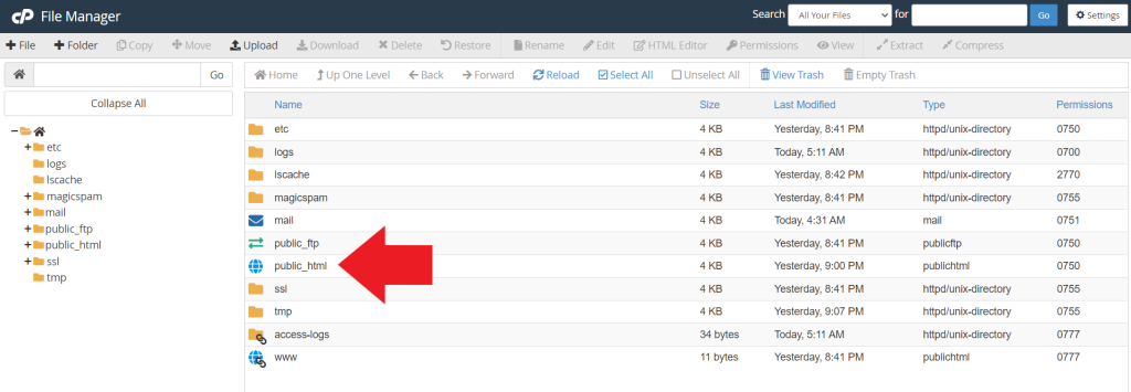 How to manage files and directories in cPanel